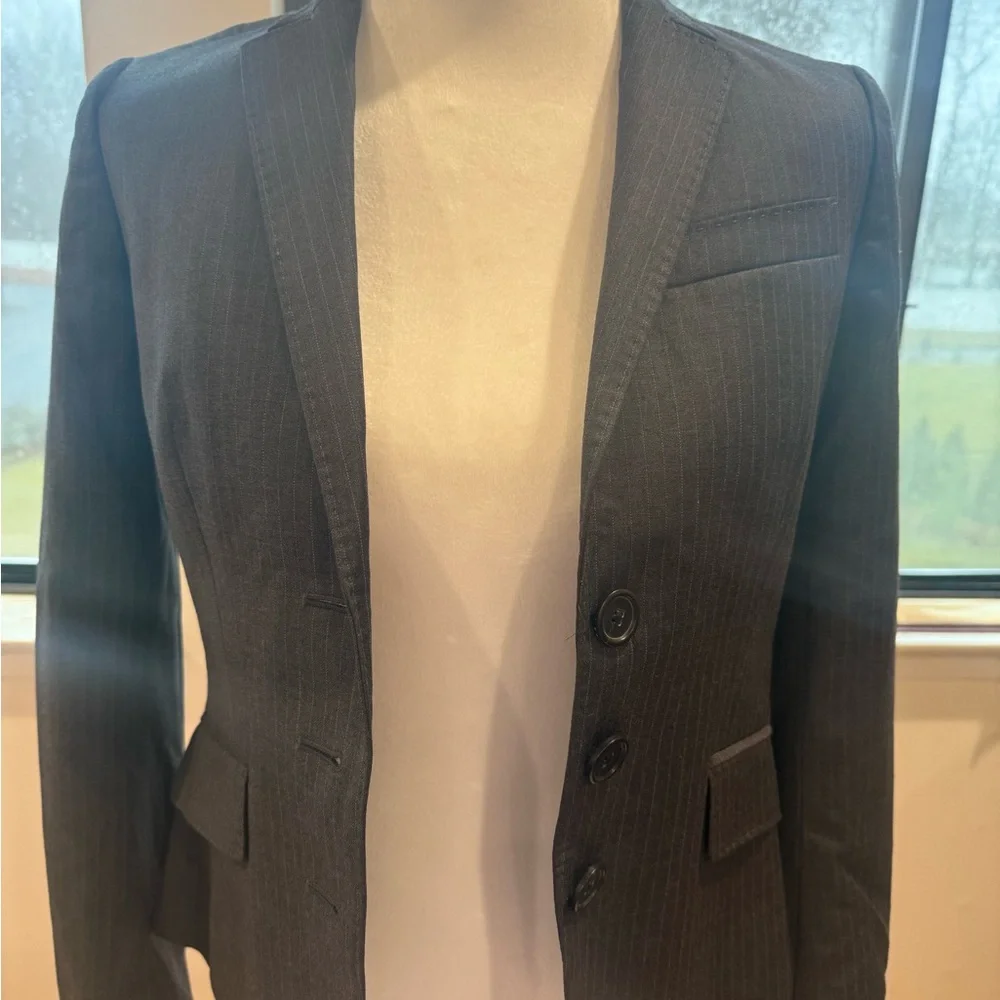 J.Crew Womens Pinstripe Blazer - Charcoal Size 4P - Picture 11 of 13